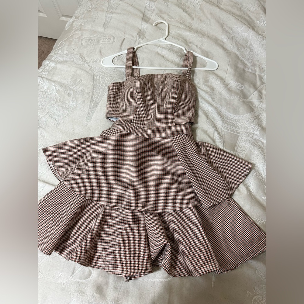 Nude/brown pattern mini dress